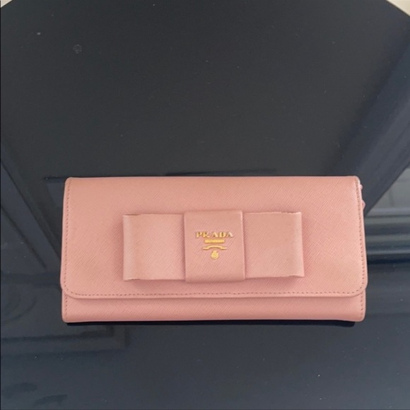 Prada Handbags - Prada saffiano leather ribbon bifold long wallet